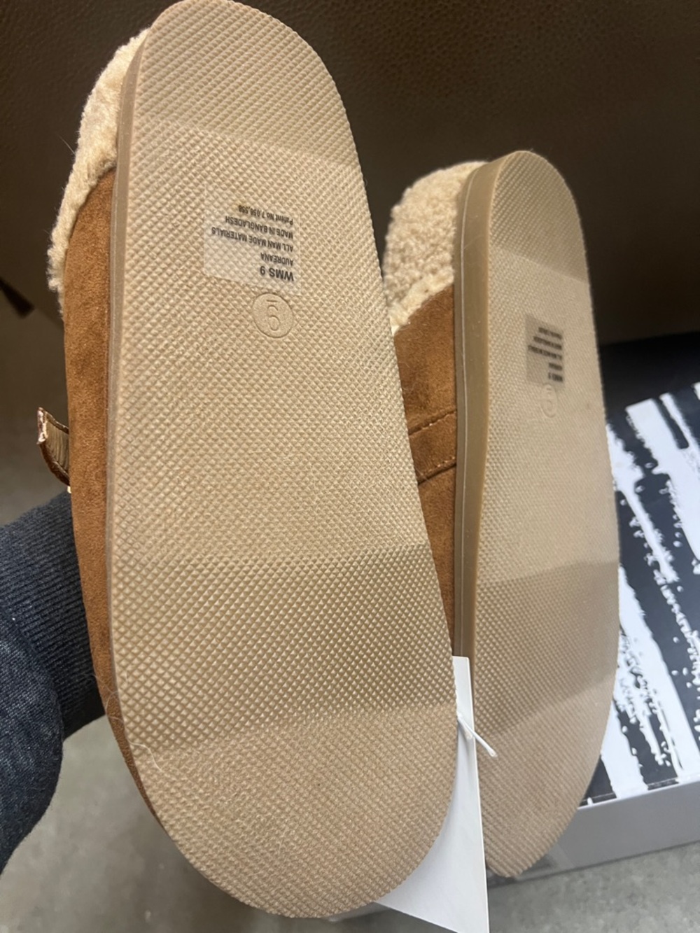 Dolce Vita Chestnut Suede Shearling-Lined Buckle Mules - Picture 3 of 5